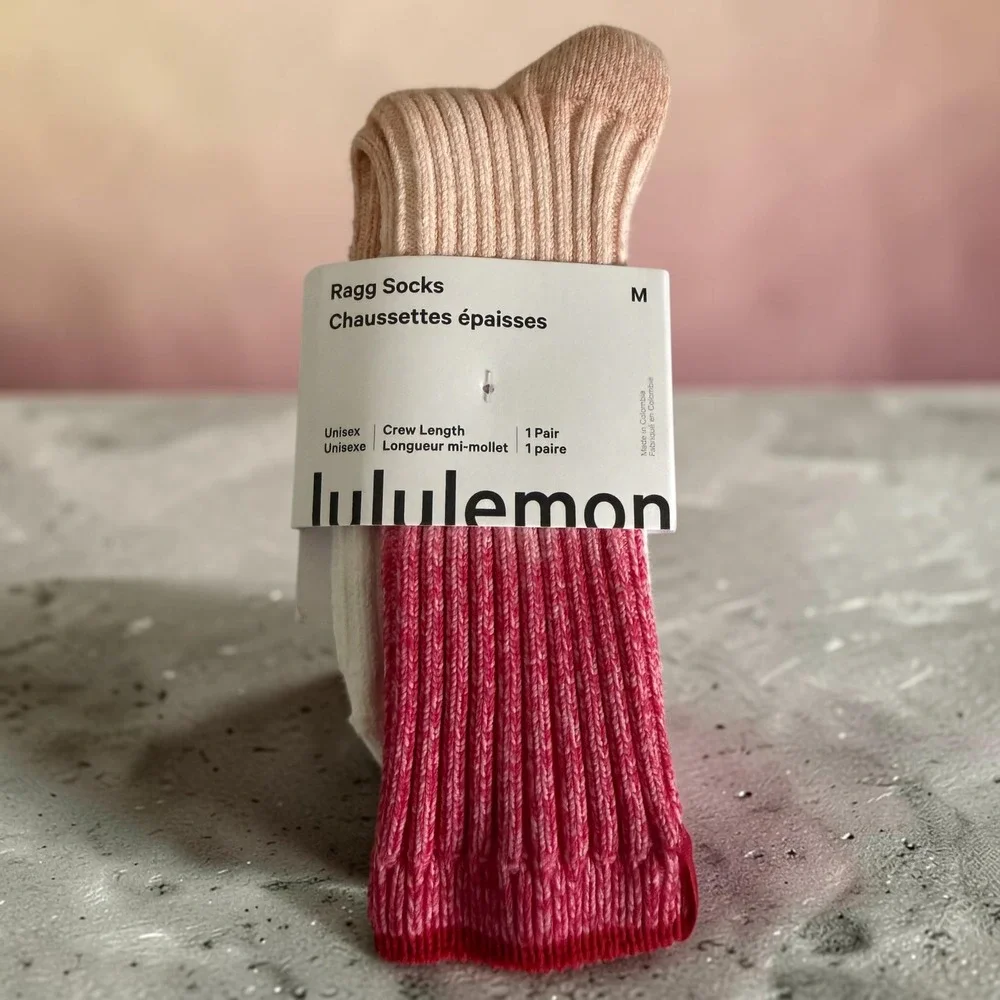 Lululemon Ragg Socks Pink Peach Gradient Crew Length Unisex Medium LU9DBVS